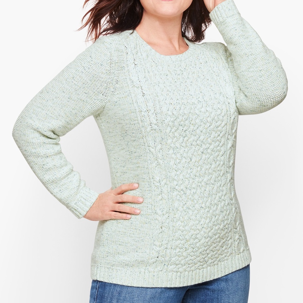 Talbots Mixed Cableknit green sweater 2X